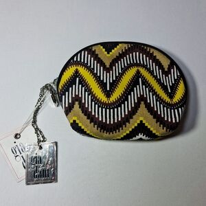Gia Marc Chevron Pattern Yellow & Brown Coin Pouch